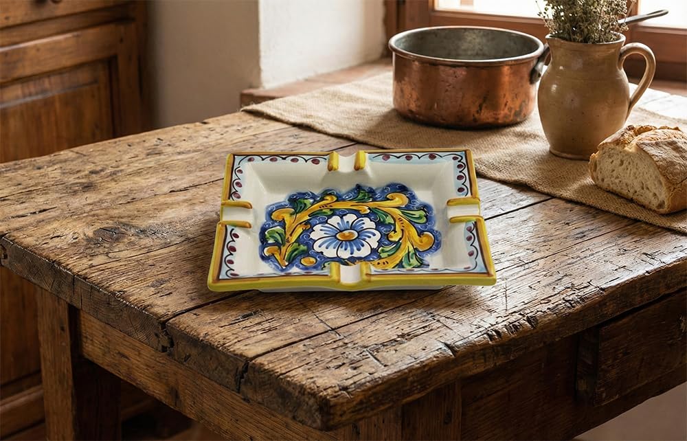 Cendrier en céramique de style sicilien cadeau déco fait main