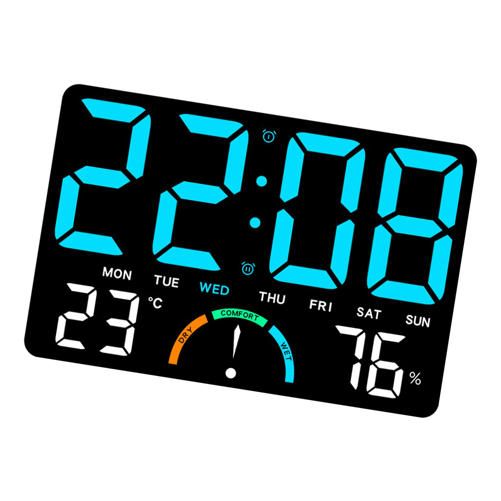 Reloj de pared LED moderno con temperatura y humedad fabricado en ABS para decoracion