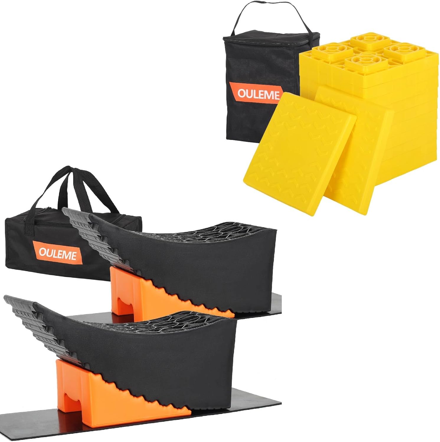 12 Pack RV Leveling Blocks and Curved Leveling Blocks with Carrying Bag, for Camper Travel Trailer