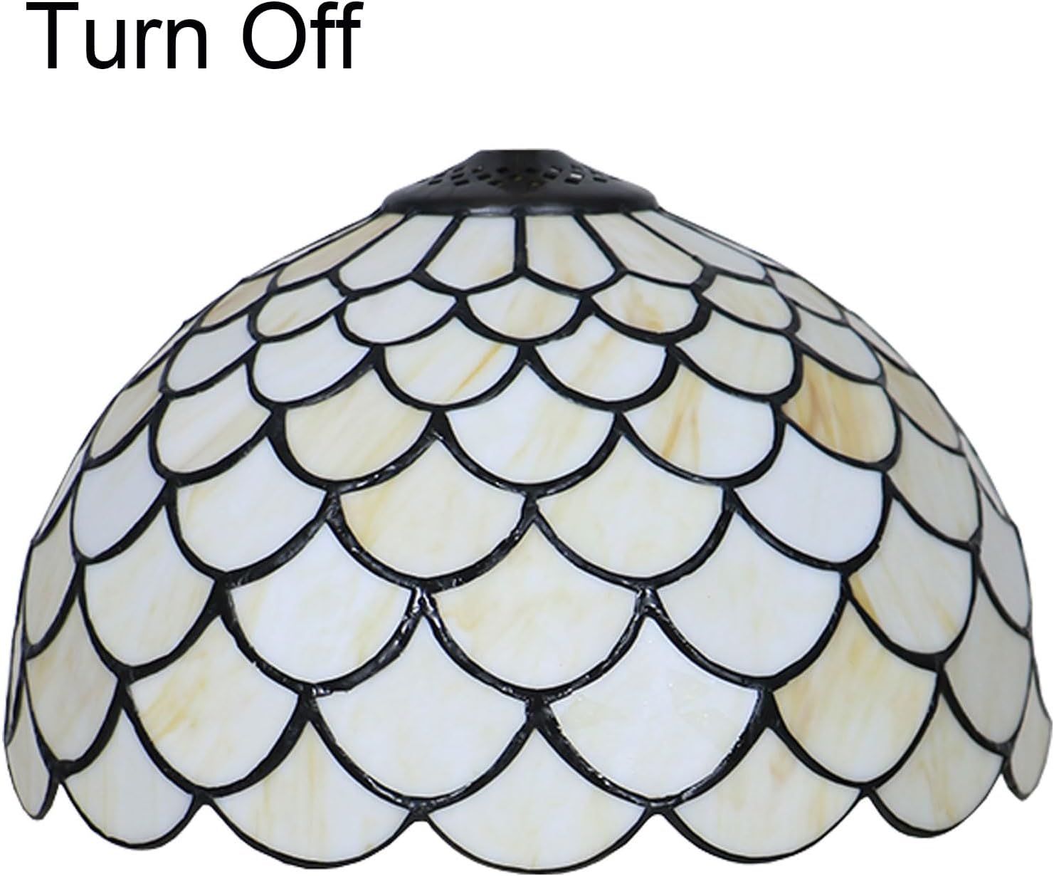Tiffany Lamp Shade 12 Inch Wide Accessories Replacement Only Cream Stained Glass Lampshades Vintage Beige Fish Scale Light Cover for Table Lamp Pendant Light Ceiling Fixture