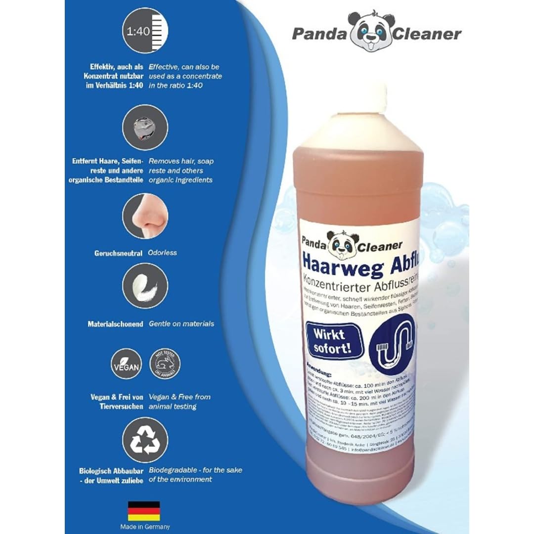 PandaCleaner Haar-weg Desatascador para el cabello en los desagües, elimina atascos orgánicos