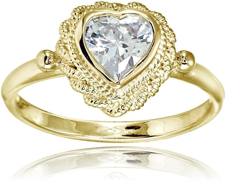 Hoops & Loops Sterling Silver Cubic Zirconia Braided Vintage Heart Ring