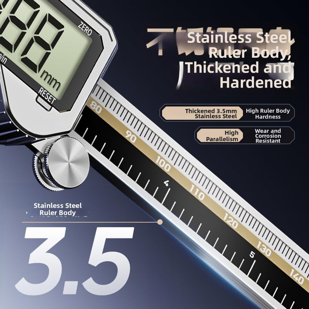 Wiederaufladbarer Messschieber 0,01 mm mit großem Display, elektronischer Messschieber, Tiefenmesser, Schmuck, Metallverarbeitung, Industrie (200 mm) (150 mm)