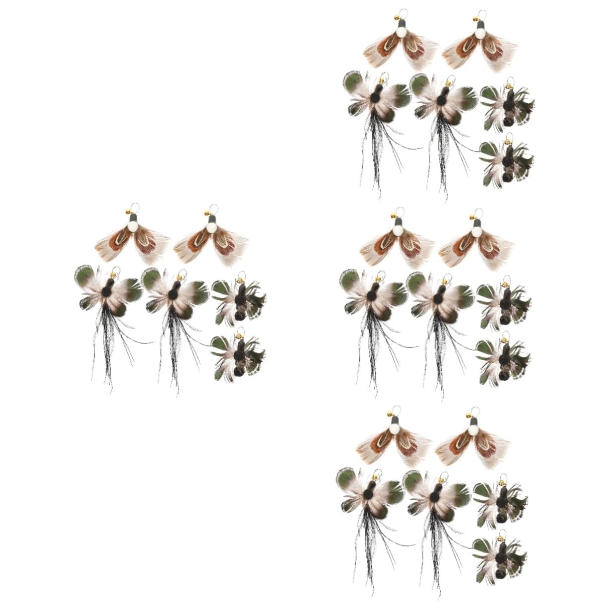 Yardwe 24pièces Têtes De Remplacement pour Canne à Chat Accessoires Similicuir Et Plumes pour De Jouets Insectes Et Plumes Stimule Et