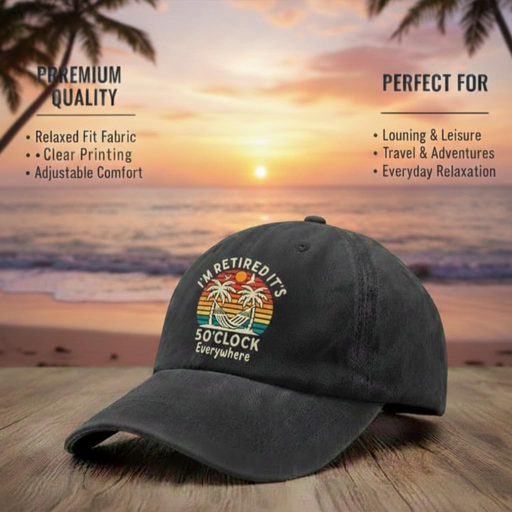 It's 5 O'Clock Everywhere I'm Retireds Summer Retirement Trucker Hats Camping - Image 2