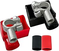 Vista 4 de Ampper Conectores de terminales de batería de cobre, juego de conectores de terminales de batería de poste superior (+/-) con cubierta y tubos