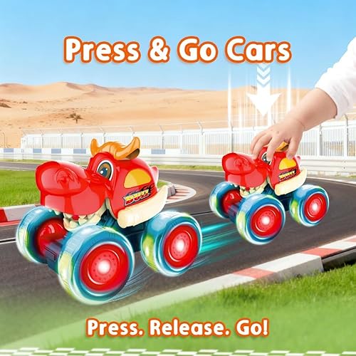 Miniatura 5 de Kimicare Camión monstruo, camiones monstruo iluminados para niños de 4 a 7 años, autos de juguete para niños pequeños de 1 a 3 años con camión de