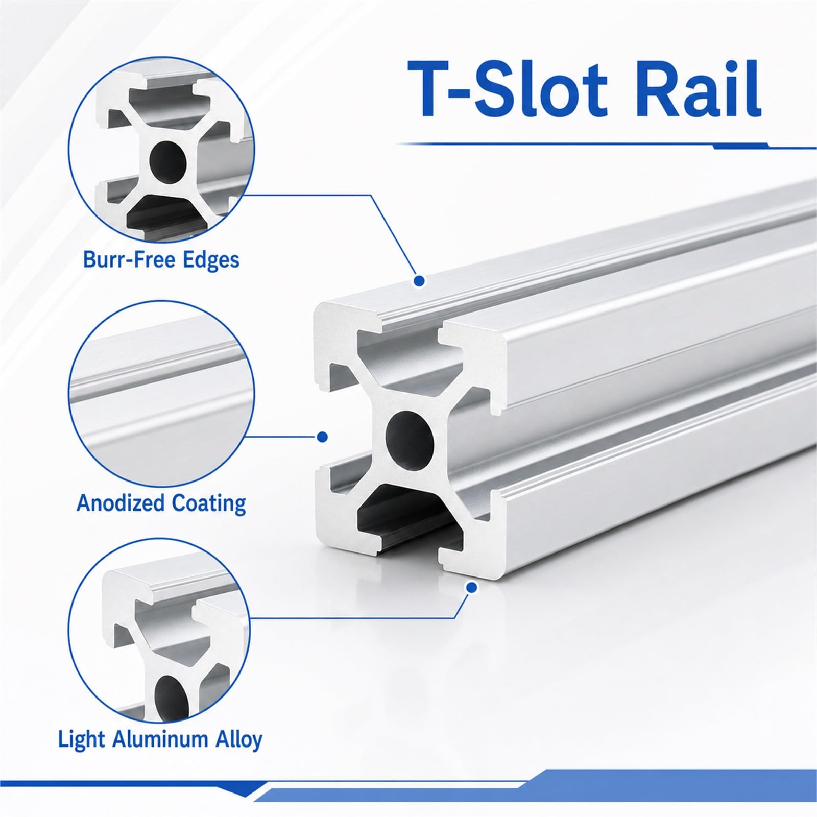 Eloxiertes Wetterfestes Alu Profil,Aluminiumprofil Extrusions Eloxierte Linearschiene,Quadratische Aluminium-Profile,Stabil Und Langlebig,FüR Industrie,3D-Drucker,DIY