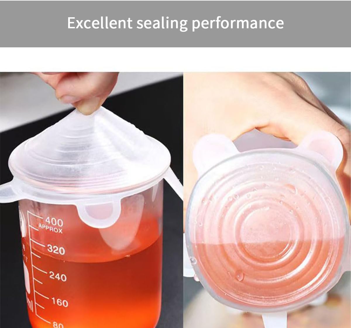 12 Pcs Silicone Stretch Lids Reusable Flexible Bowl Covers, for Keeping Food Fresh Storage,Round and Rectangle, 6 Sizes, White - Image 3