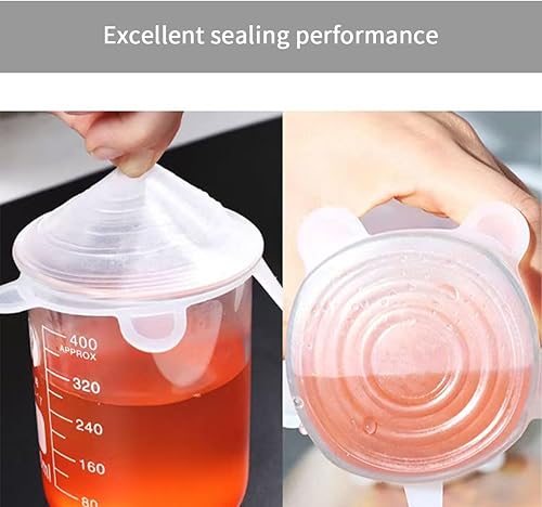 Miniatura 3 de 12 tapas elásticas de silicona reutilizables y flexibles, para mantener los alimentos frescos, redondas y rectangulares, 6 tamaños, color blanco