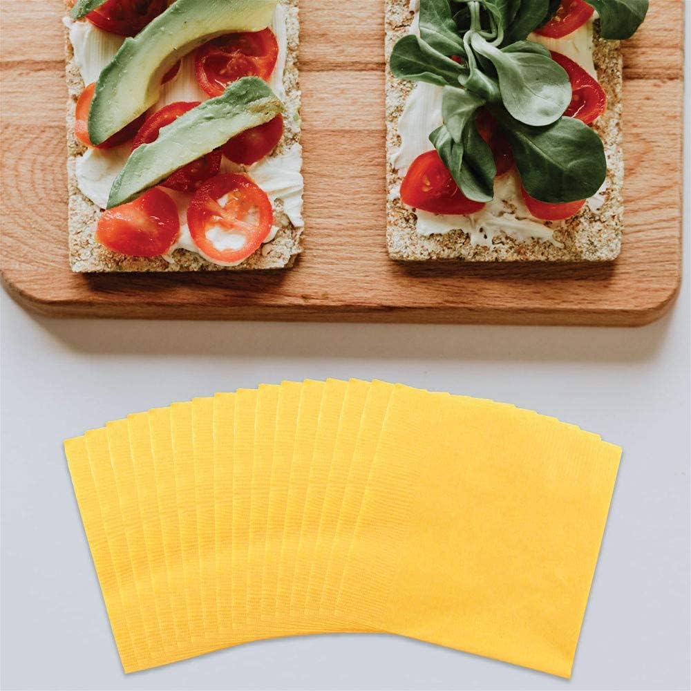 JAM PAPER Small Beverage Napkins - 5 x 5 - Yellow - 50/Pack