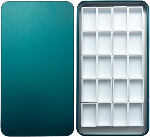 Miniatura 33 de FCLUB Paleta de acuarela vacía, 20 pozos con tiras magnéticas y ligera, paleta de acuarela de metal, soporte para pintura, paleta de pintura