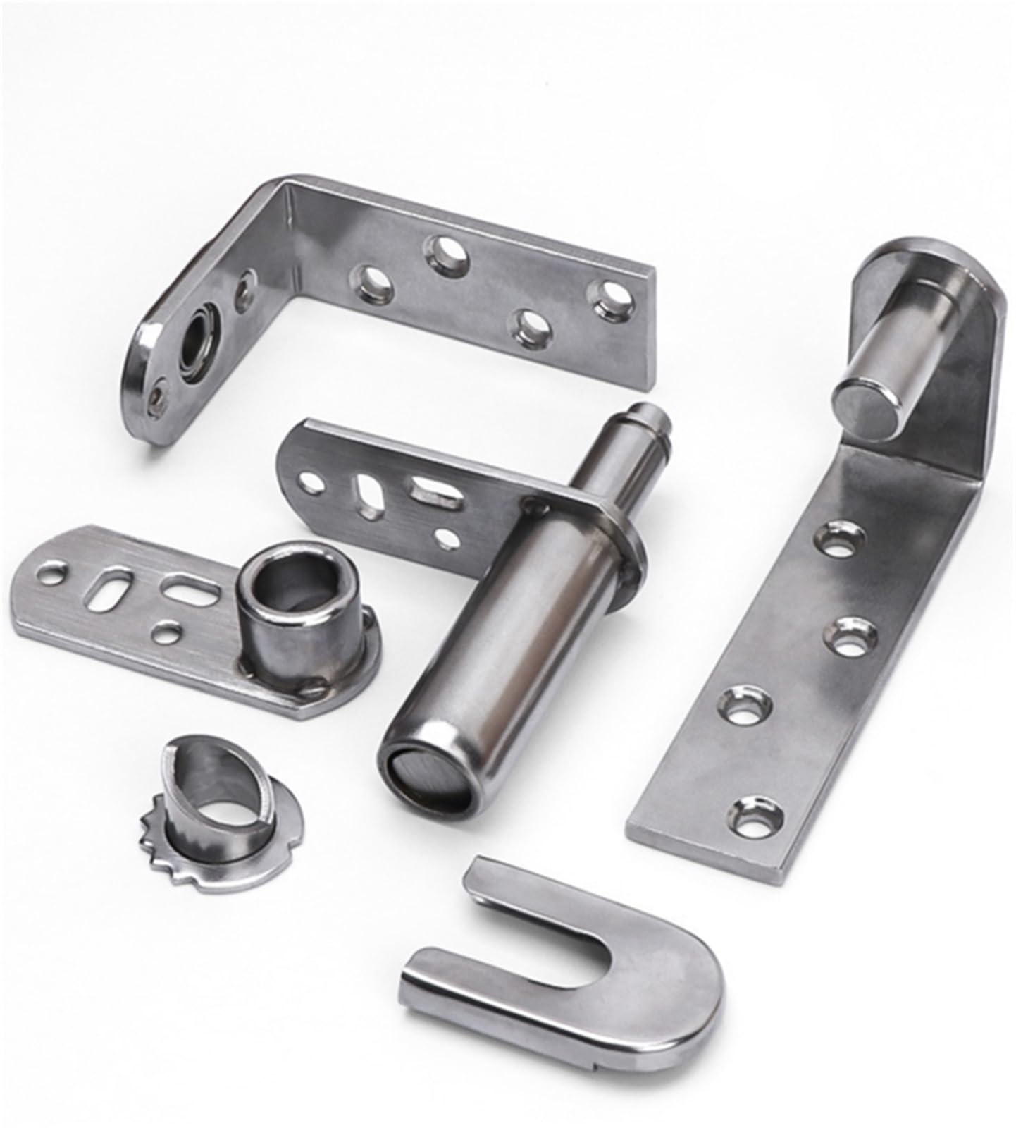 Flush Bolt for Double Door 2PCS Swing for Swinging Door Hinge Hardware- Cafe& Saloon Set for Doors(Silver,S)