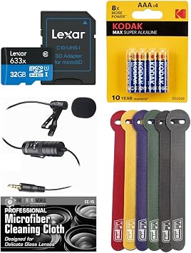 Lavalier Microphone Bundle with 32GB Card and Accessories for Zoom H1e H1essential Recorder