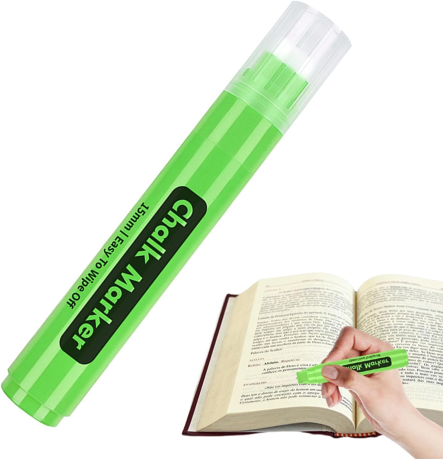 Liquid Chalk Markers | Paint Marker with 15mm Thick Tips | Liquid Chalkboard Markers, Erasable Chalk Pen for Whiteboard, Glass, Chalkboard, Blackboard