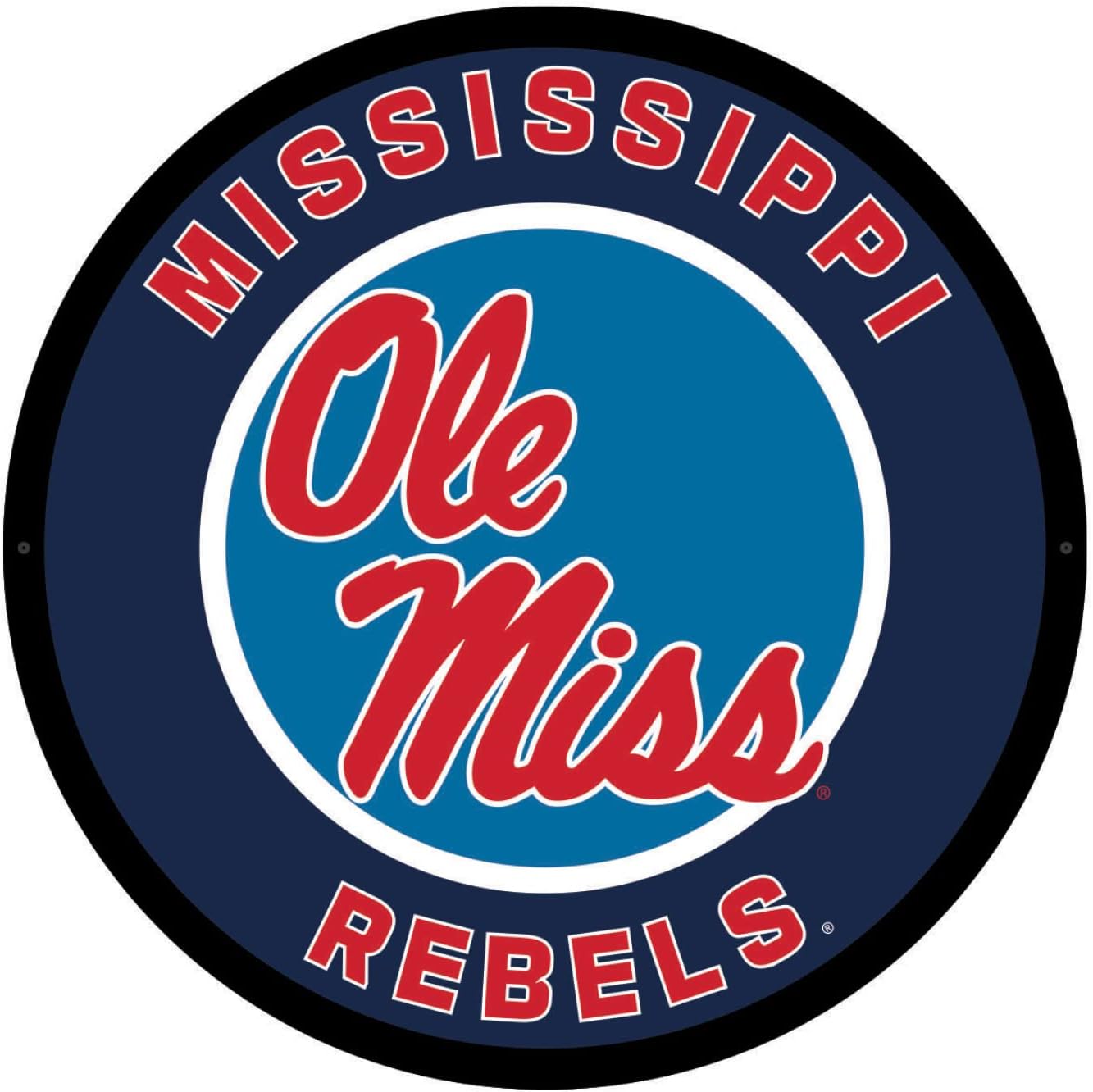 Team Sports America Evergreen NCAA University of Mississippi | Ultra-Thin LED Light Wall Sign Décor | 23 Inch Round | Made in USA