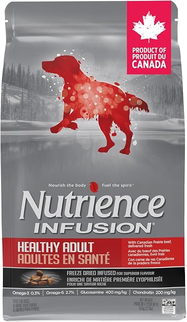 Nutrience Infusion Healthy Adult Dog Food Dry, 10 kg (22 lbs), Freeze-Dried Canadian Beef, Dry Dog Food, Nourriture Pour Chien, Manger Pour Chien