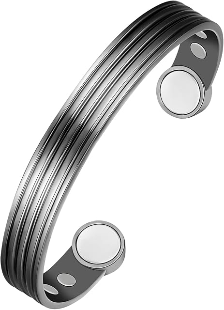Jeracol Copper Magnetic Bracelets for Women Men,Striped Style Magnetic Brazaletes with 6 Magnets(3500 Guass Each),Adjustable Size Bangle with Jewelry Gift Box