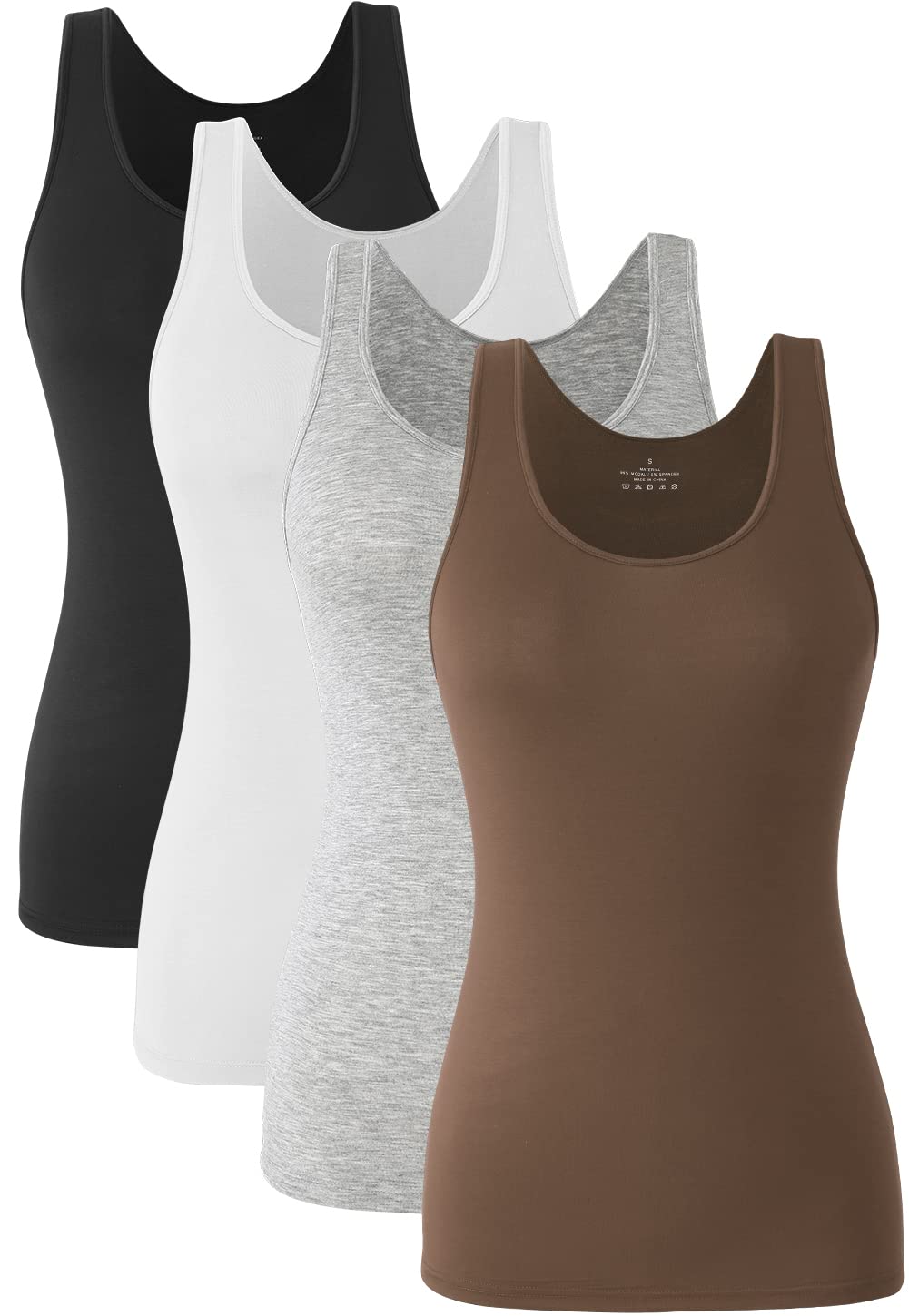 ROSYLINE Basic Tank Tops for Women Undershirts Tank Tops with Scoop Neck cami Yoga Shirts 3-4 Pack