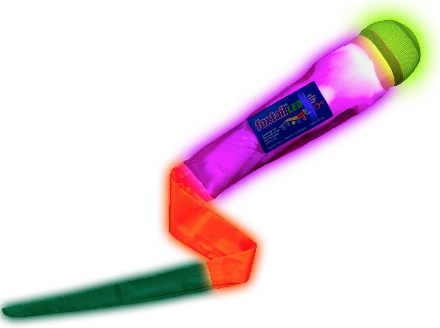 Foxtail LED - Outdoor Throw and Catch Light Up Game - Foam Ball & Tail Glow at Night - Play in The Dark - Fun Gift Idea for Kids & Adults, Boys & Girls