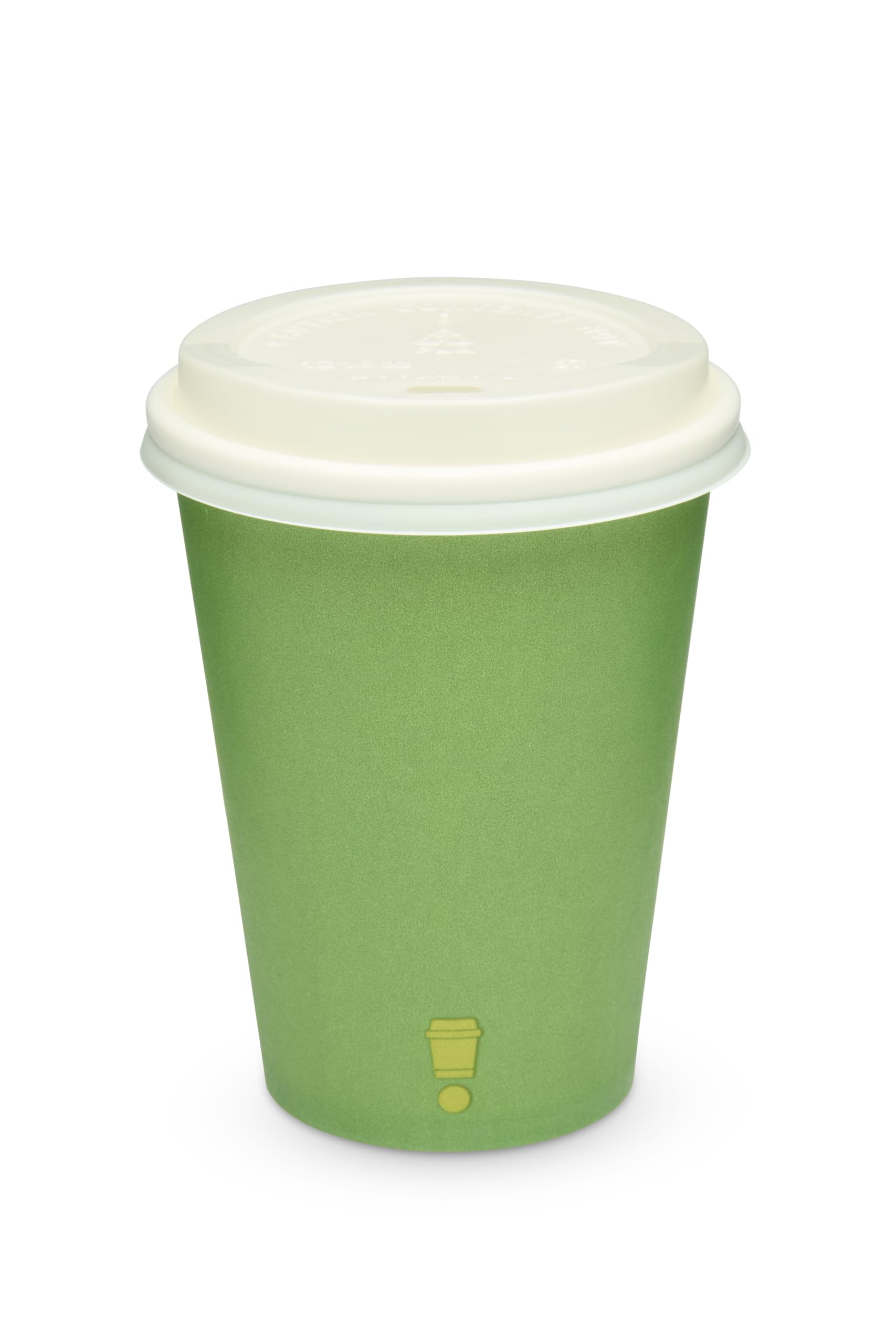 Disposable PLA Lined Coffee Cups, Compostable and Biodegradable, Single Wall, 50 Cups with PLA Lids (Slimy Green, 12oz)