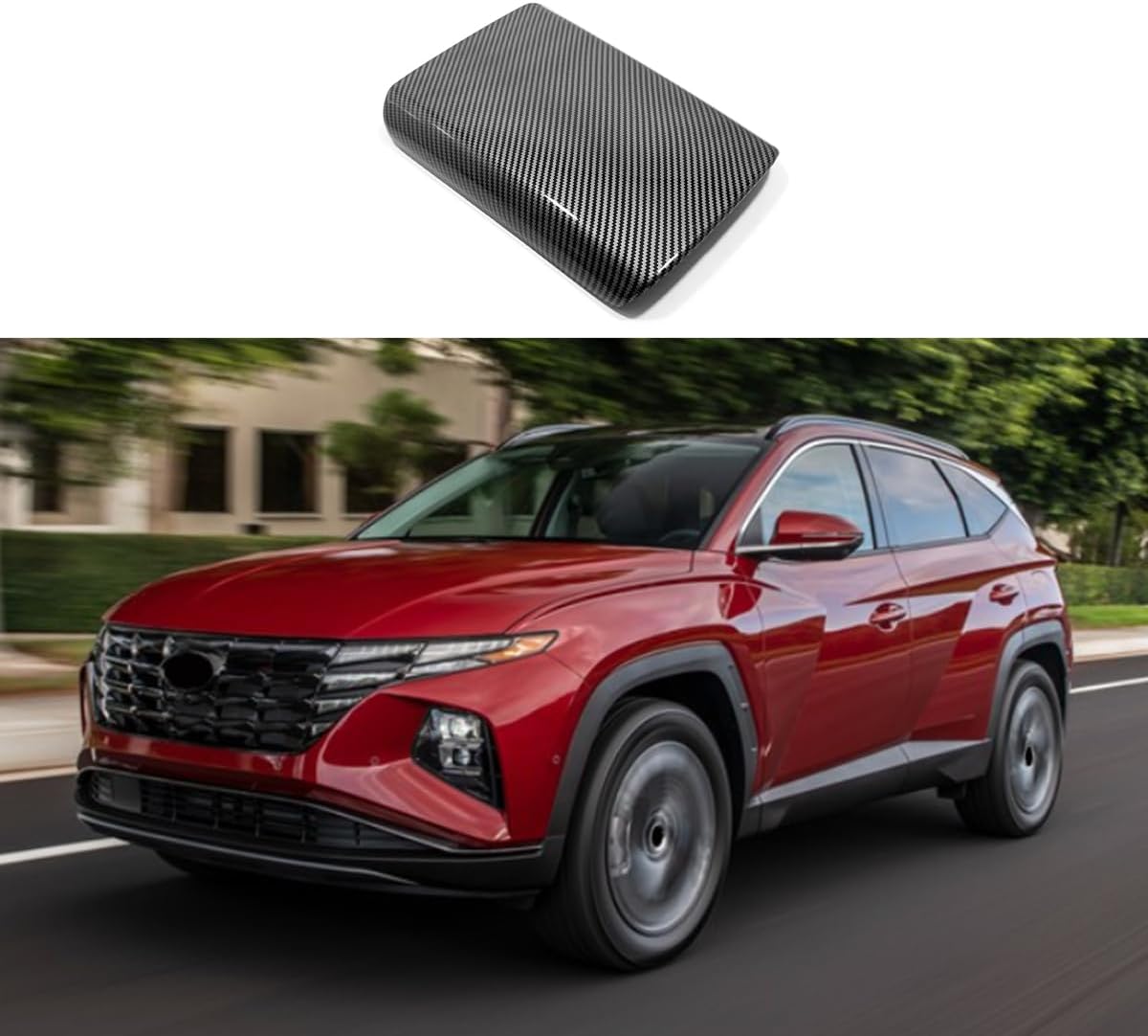 Car Accessories Fit for Hyundai Tucson 2024 2023 2022 Interior Armrest Box Cover Trim Center Console Protector Cap (Carbon Fiber Style) 1PCS ABS