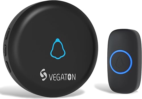 Kits de timbre inalámbrico con nivel de impermeabilidad IP55, rango de 500 pies, 5 niveles de volumen con 32 timbres de puerta, flash LED de color,