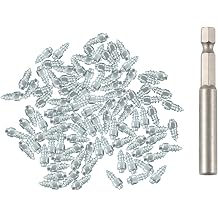 12mm Tire Spikes for Ice and Snow - Carbide Studs for Car, Motorcycle, Bicycle, and Running Shoes with Installation Tool - 100 Pack