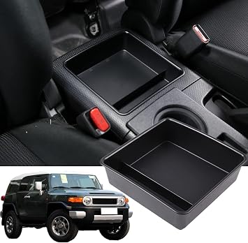 صندوق تخزين منظم مسند الذراع لوحدة التحكم المركزية متوافق مع Toyot@FJ Cruiser 2007-2021، منظم مسند الذراع، صينية الإدخال الثانوية لتخزين القفازات، ملحقات التخزين الداخلي