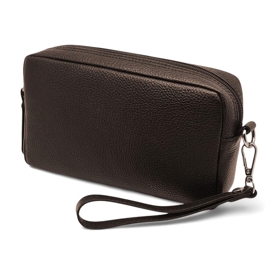 FAST WORLD SHOPPING Bolso de muñeca de piel auténtica, bolso de hombre con asa extraíble, riñonera de mano fabricada en Italia, bolsa con asa bajo los brazos, oficina, viaje casual, 22 x 12 x 5 cm