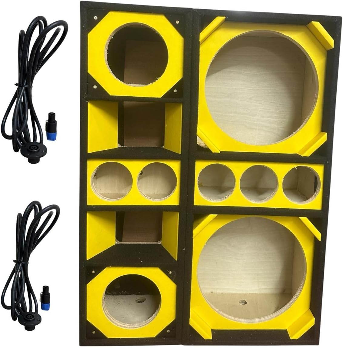12" Brazilian Style Chuchera Speaker Box for Two 12" Speakers & Three 4" Tweeters Vented Enclosure for Car and One 2 Driver 2LA 2 Tweeter Box
