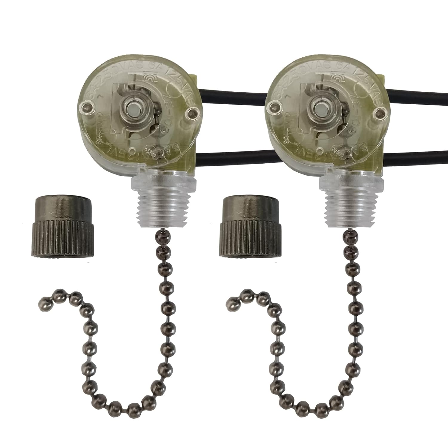 Ceiling Fan Light Pull Chain Switch, Replacement for Hunter Hampton Bay Harbor Breeze Ceiling Fans, ZING Ear On/Off Light Control Switch (2, ZE-109 Nickel) - Image 2