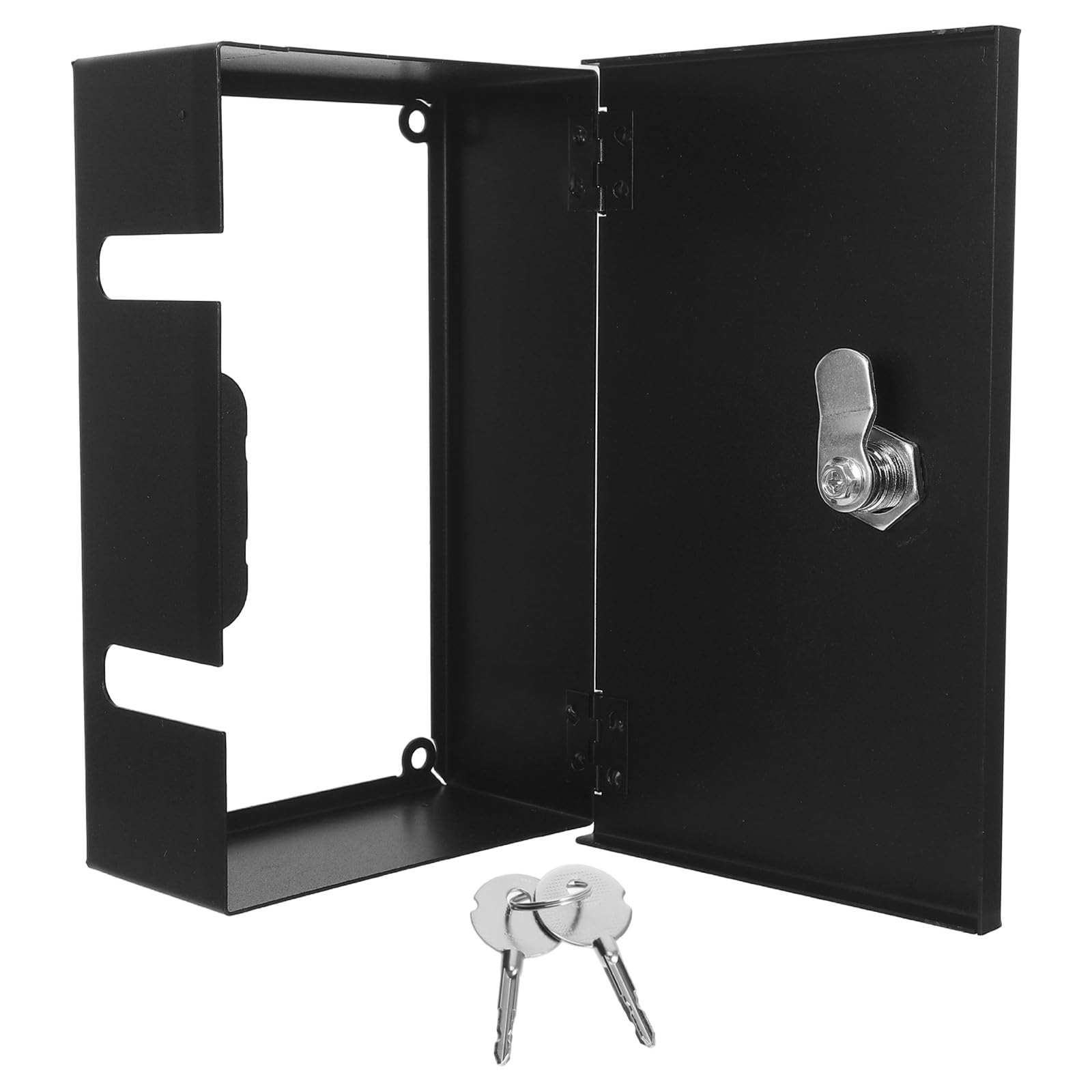 SHINEOFI Couvercle de Prise Électrique Verrouillable en Fer Noir pour Boîte Simple, Protège le Sabotage, pour Garage et Hôpitaux