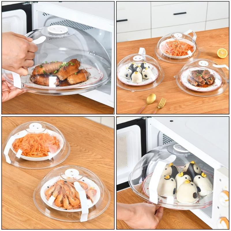 Miniatura 9 de Cubierta de salpicaduras para microondas con cúpula  Tapa de cubierta de alimentos  Protector transparente antisalpicaduras con asa Protector de