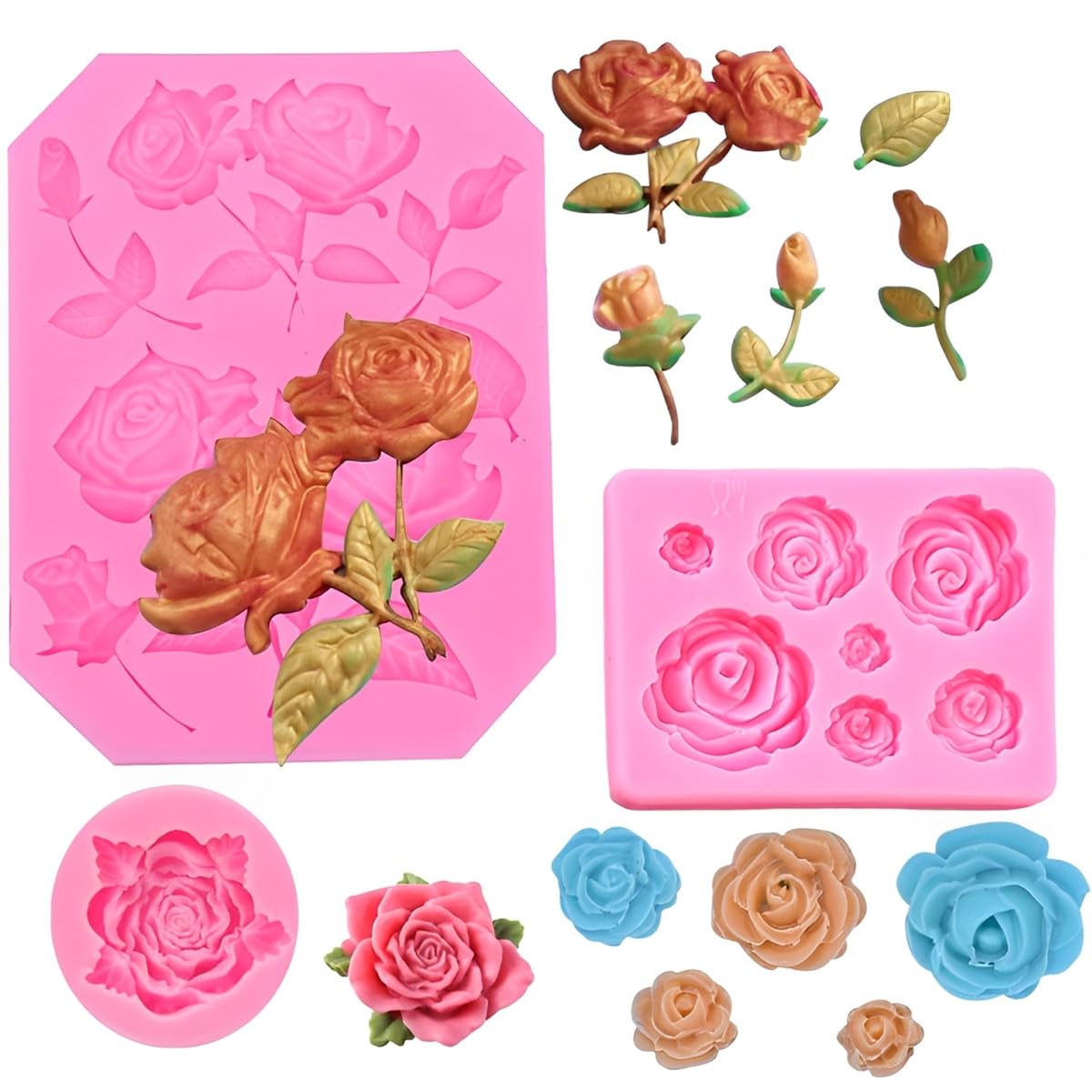 Amazon.co.jp: 立体 バラの花 チョコレート型 【3個セット】 薔薇