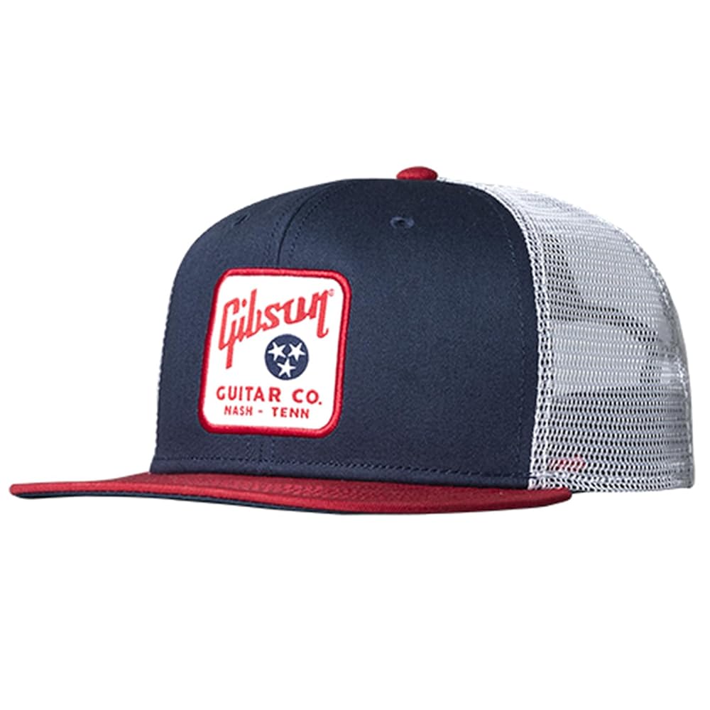 ジョージコックス5563NO CAP GIBSON Gibson Guitar Co. Trucker Hat, Red, White, and Blue at