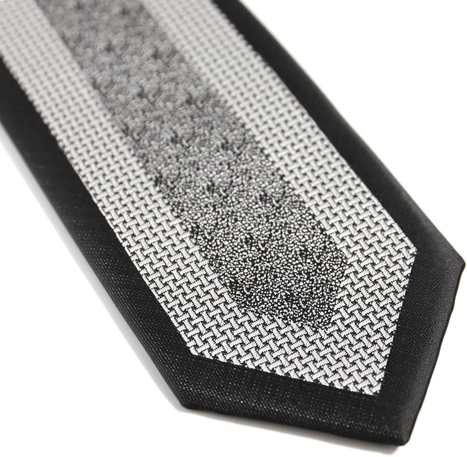 Men's Slim Necktie Black with Red Geometric Pattern Striped Line 2.36 Inches Ties - Image 5