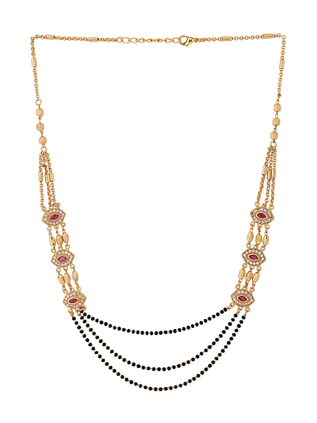 Mangal Sutra with Toned Red Crystal Studded Eye Beads