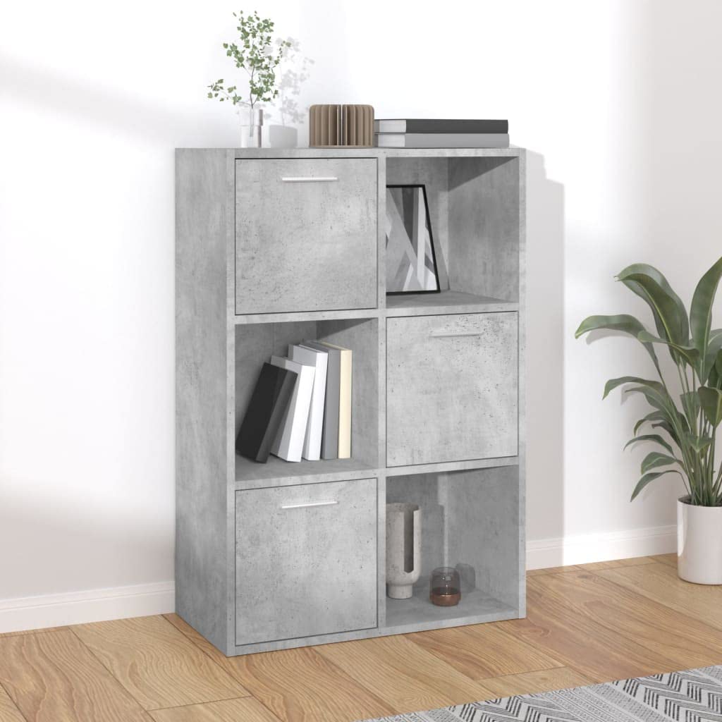 vidaXL Armadietto Robusto Elegante Moderno Espositore Decorativo Porta Libri Credenza Libreria Grigio Cemento 60x29,5x90 cm in Truciolato