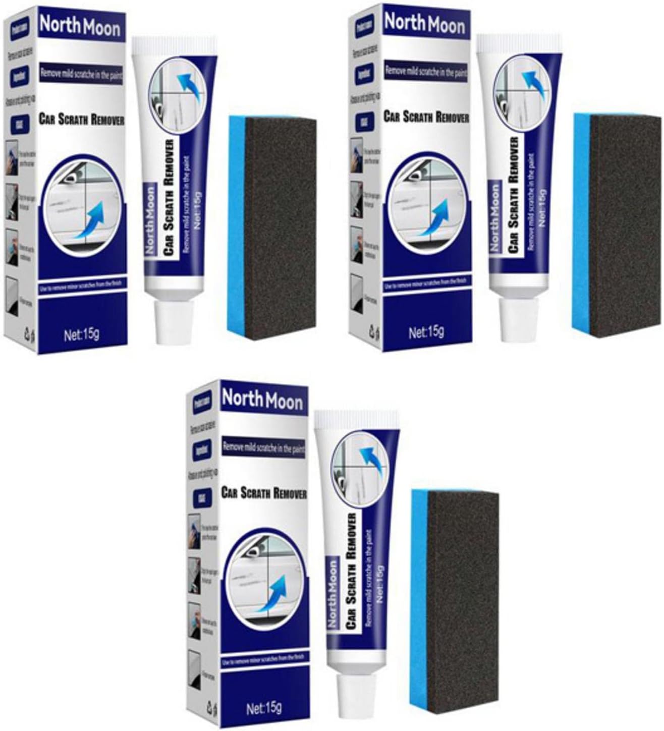 コンパウンド 車 傷消し 3パック 車スクラッチ修復セット 傷消除ワックス スポンジ付き 車体複合スクラッチリムーバーキット ミラクルカースクラッチリムーバーキット ペイントスクラッチ X ウォータースポット 補修クリーム 15g 3 マーク 現品限り一斉値下げ スワール