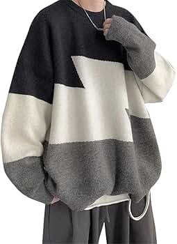 HOL!DAY トップス HEYDHSDC Men O-Neck Oversized Sweater Hip Hop Korean Style Loose