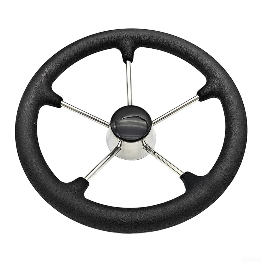 Volante per barca in acciaio inox 304, 11 pollici, nero