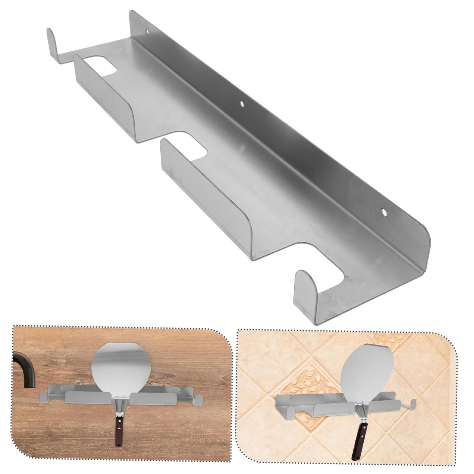 PRETYZOOM Porta Paletta Pizza a Muro in Acciaio Inossidabile per Cucina Casa Scaffale Organizzativo senza Fori, Design Moderno e Salvaspazio