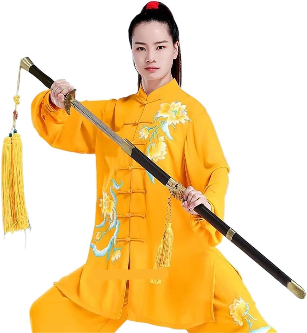 Embroidered Tai Chi Uniform Spring Autumn Loose Fit for Martial Arts Performance & Competition for Men & Women