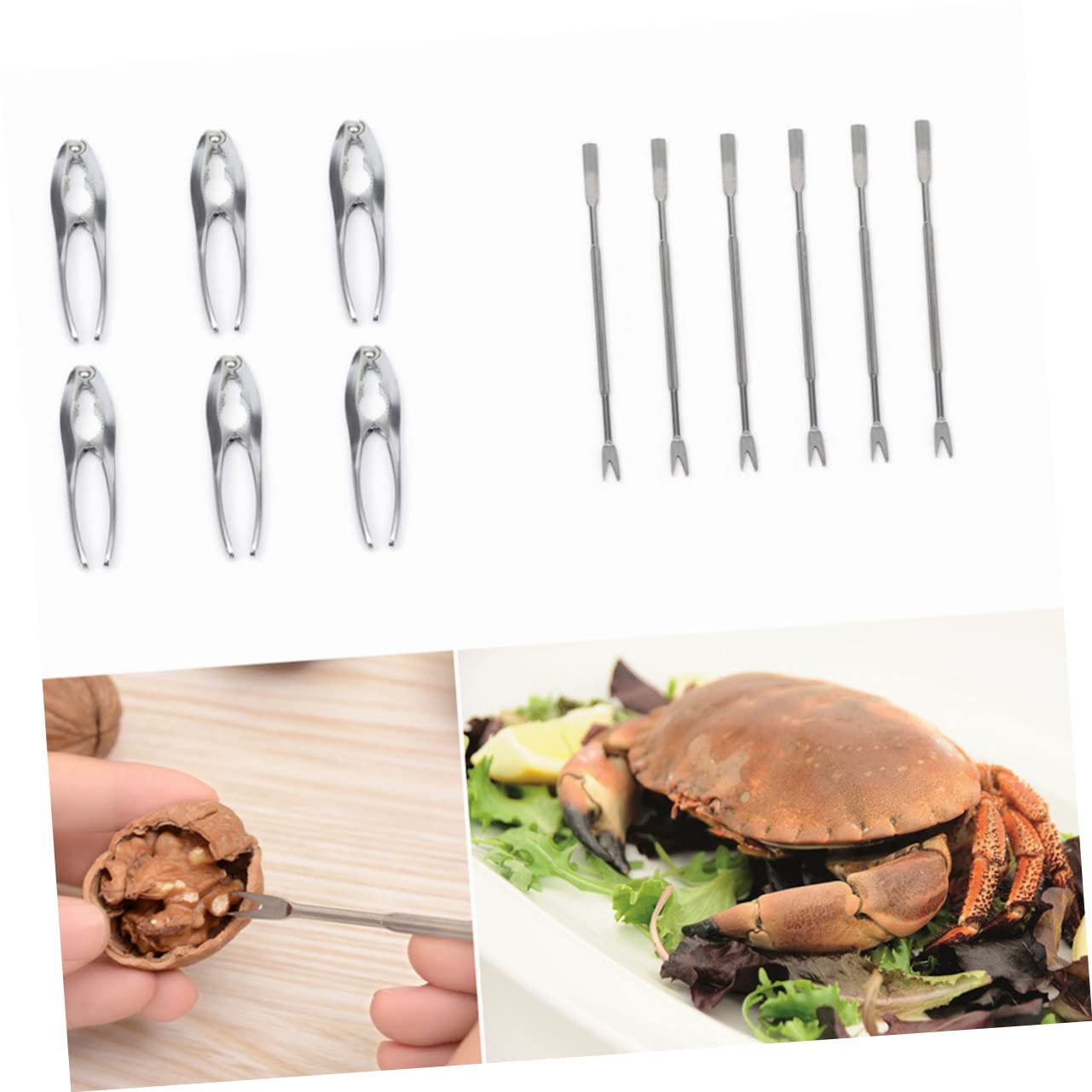Ciieeo Juego De Herramientas para Mariscos 12 Piezas Cascanueces y Tenedores De Acero Inoxidable Abridor De Langostas Resistentes para Cocina y Mariscos Casa