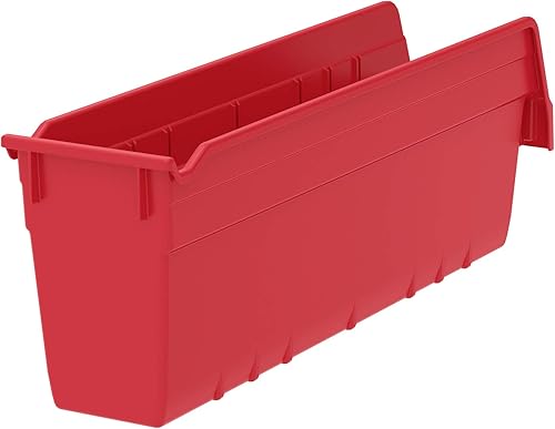Miniatura 3 de Akro-Mils Shelfmax - Contenedores de 4-18 pulgadas de ancho x 17-58 pulgadas de profundidad x 6 pulgadas de alto, color rojo, lote de 8