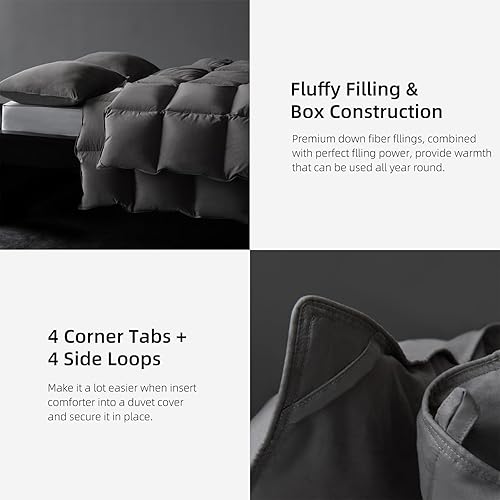 Miniatura 4 de DOWNFORT Lujoso edredón de fibra de ganso blanco húngaro 100% húngaro, relleno de edredón esponjoso tamaño individual, edredón de cama de calidad de
