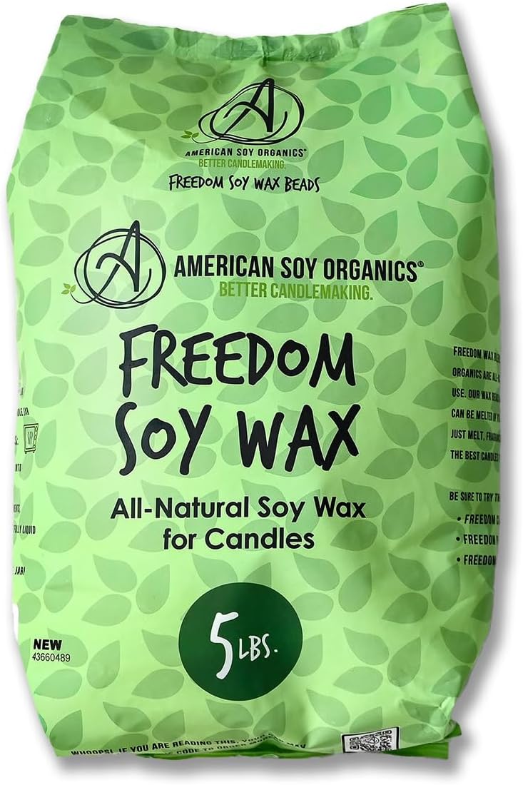 American Soy Organics- 5 lb of Freedom Soy Wax Beads for Candle Making – Microwavable Soy Wax Beads – Premium Soy Candle Making Supplies