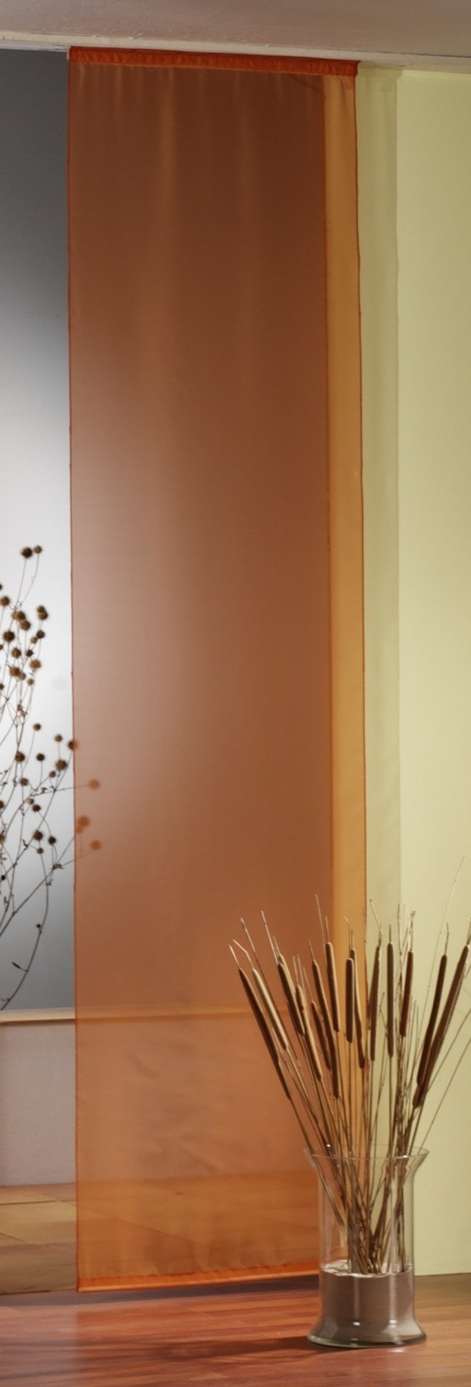 Fertiggardine Aus Voile, 240 X 55 Cm, Farbe Terra – Schiebegardine Mit Universalschienenband