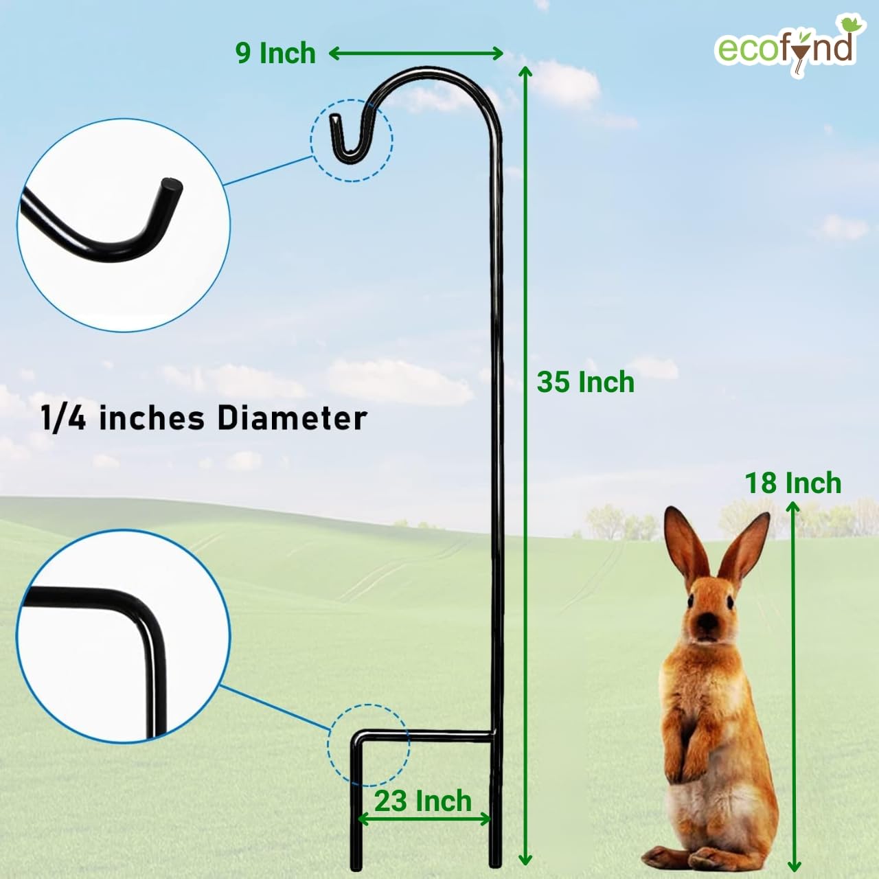 35 Inch Shepherd's Hook - Rust Resistant Outdoor Decor -2
